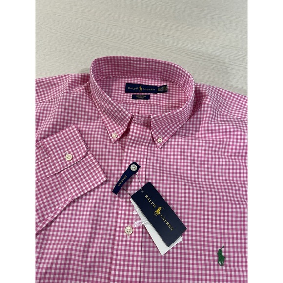 Polo Ralph Lauren Other - Polo Ralph Lauren 100 Cotton Stretch Gingham Check Stretch Shirt Pink White 2XLT